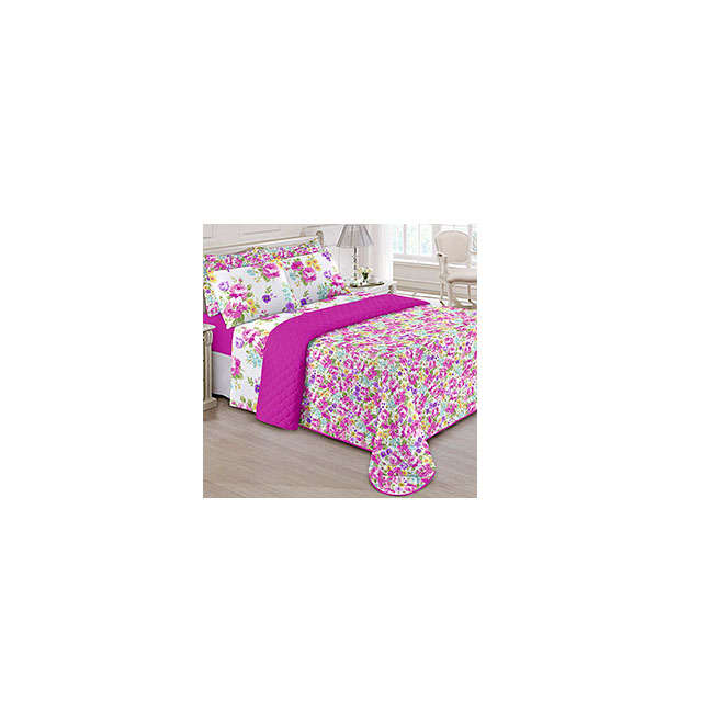 JOGO DE CAMA QUEEN PRATA CECILIA PINK 4 P...